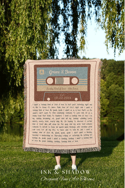 Wedding Song Lyric Blanket Personalized Tapestry | Meaningful Anniversary Gift Personalized | Cassette Blanket Custom Wedding Song Blanket |