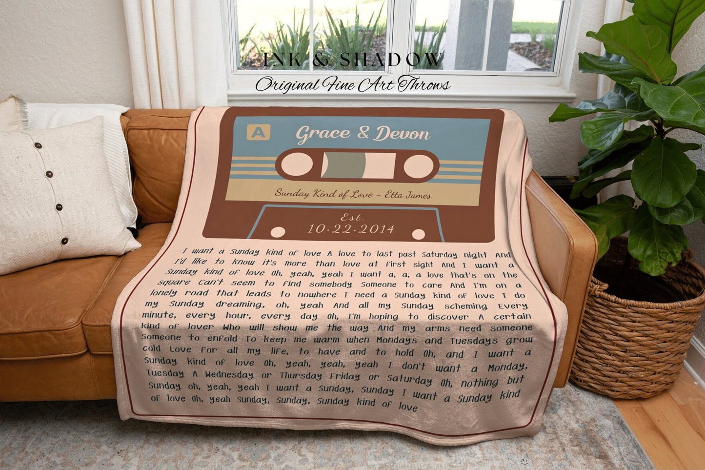 Wedding Song Lyric Blanket Personalized Tapestry | Meaningful Anniversary Gift Personalized | Cassette Blanket Custom Wedding Song Blanket |