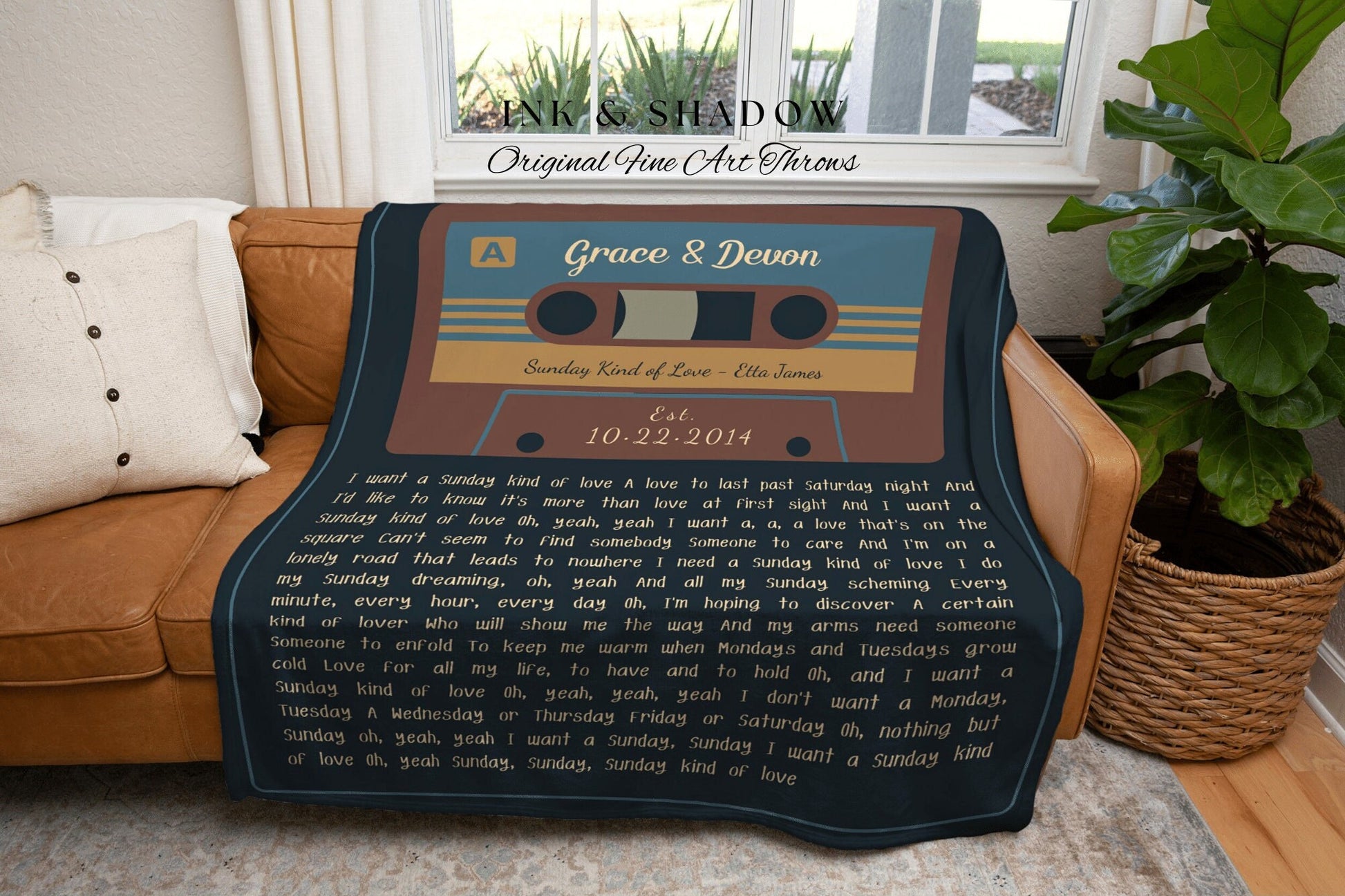 Couple's Song Blanket Custom Lyric Blanket | Meaningful Anniversary Gift Personalized | Cassette Blanket Custom Wedding Song Lyrics Blanket