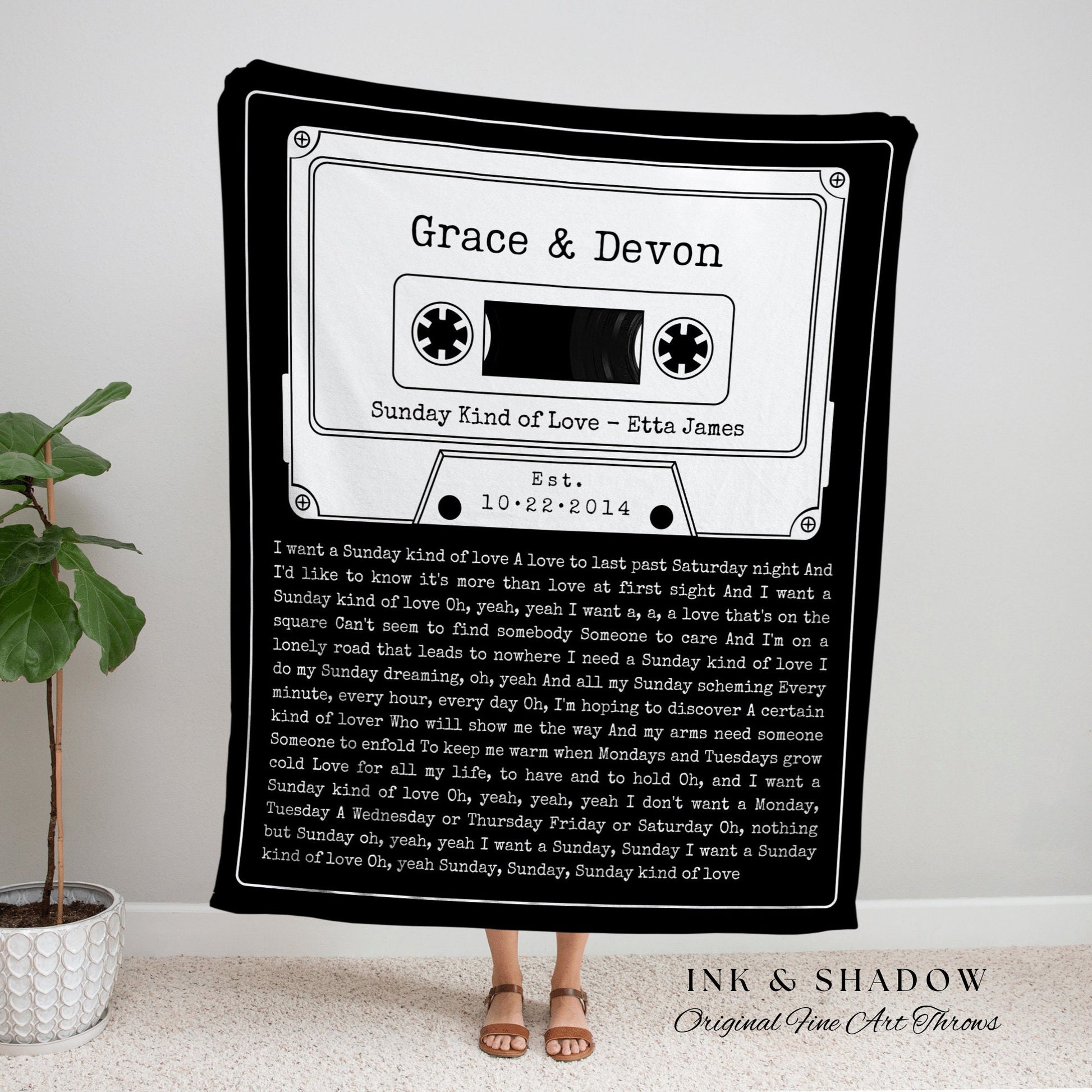 Couples Song Blanket Woven Tapestry | Couples Gift Meaningful Anniversary Gift Personalized | Cassette Blanket Custom Wedding Gift for Her |