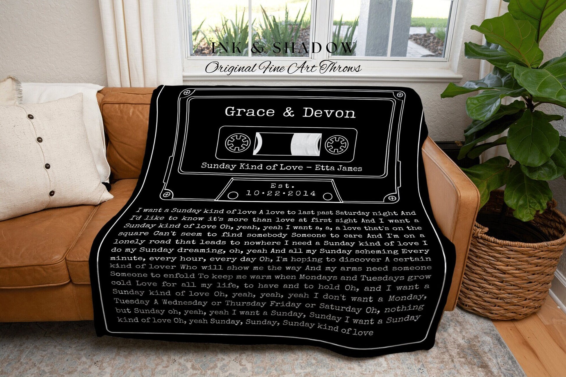 Cassette Blanket Custom Song Couple Gift Meaningful Anniversary Gift Personalized | Song Lyrics Wall Art Blanket Custom Wedding Gift for Her