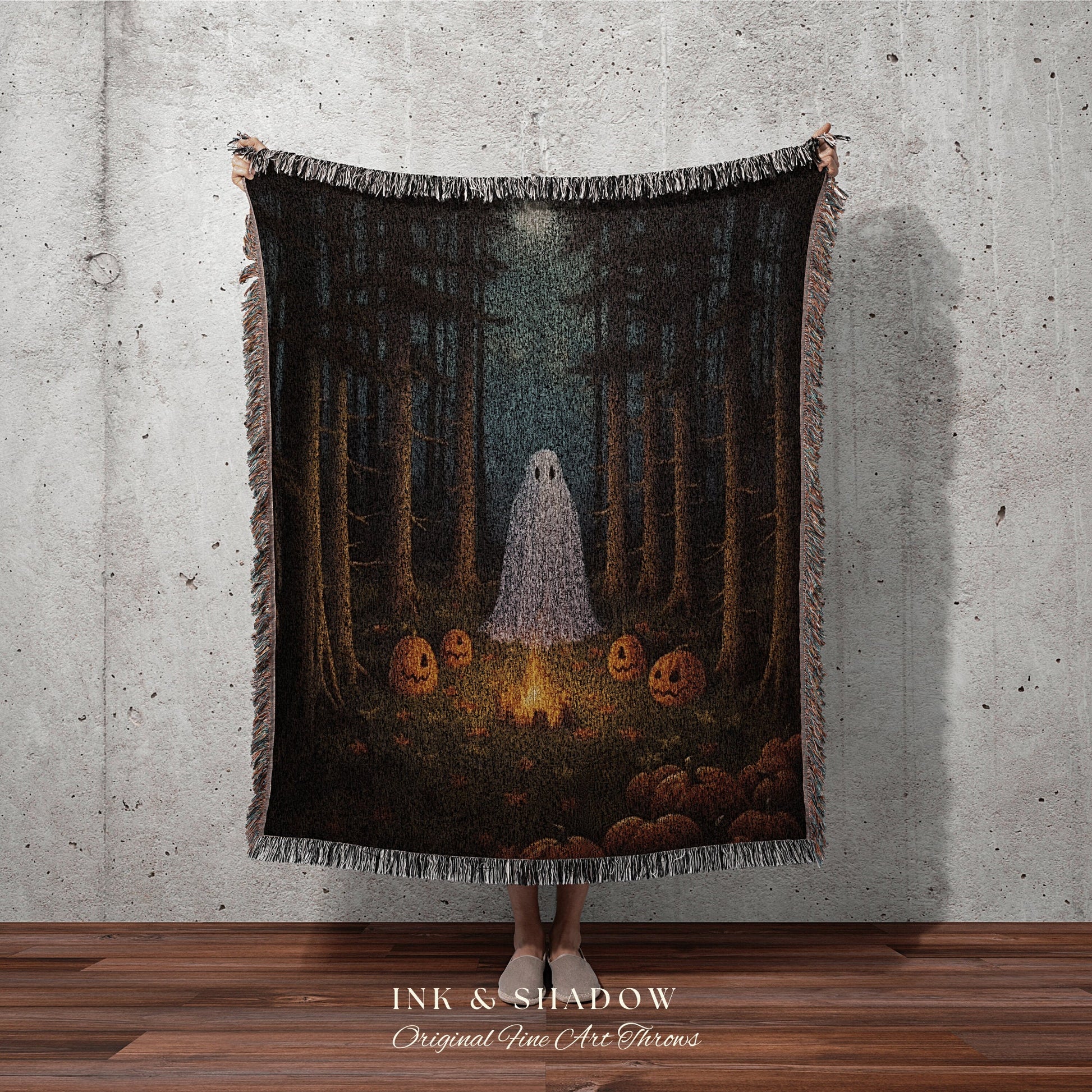 Macabre Ghost Painting Tapestry Blanket Ghost Spooky Tapestry | Halloween Vintage Ghost Art Woven Tapestry Halloween Decor Dark Academia Art