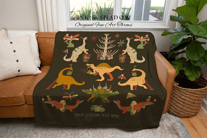 Boho Dinosaur Blanket Custom Birthday Gift Dino Bedding Tapestry Woven Blanket Personalized Dinosaur Theme Bedding Boys Birthday Gift Custom