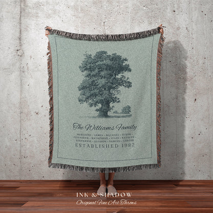 Custom Family Tree Blanket Woven Tapestry | Family Tree Wall Art Blanket Custom Family Gift | Sentimental Gift for Grandmother Personalized