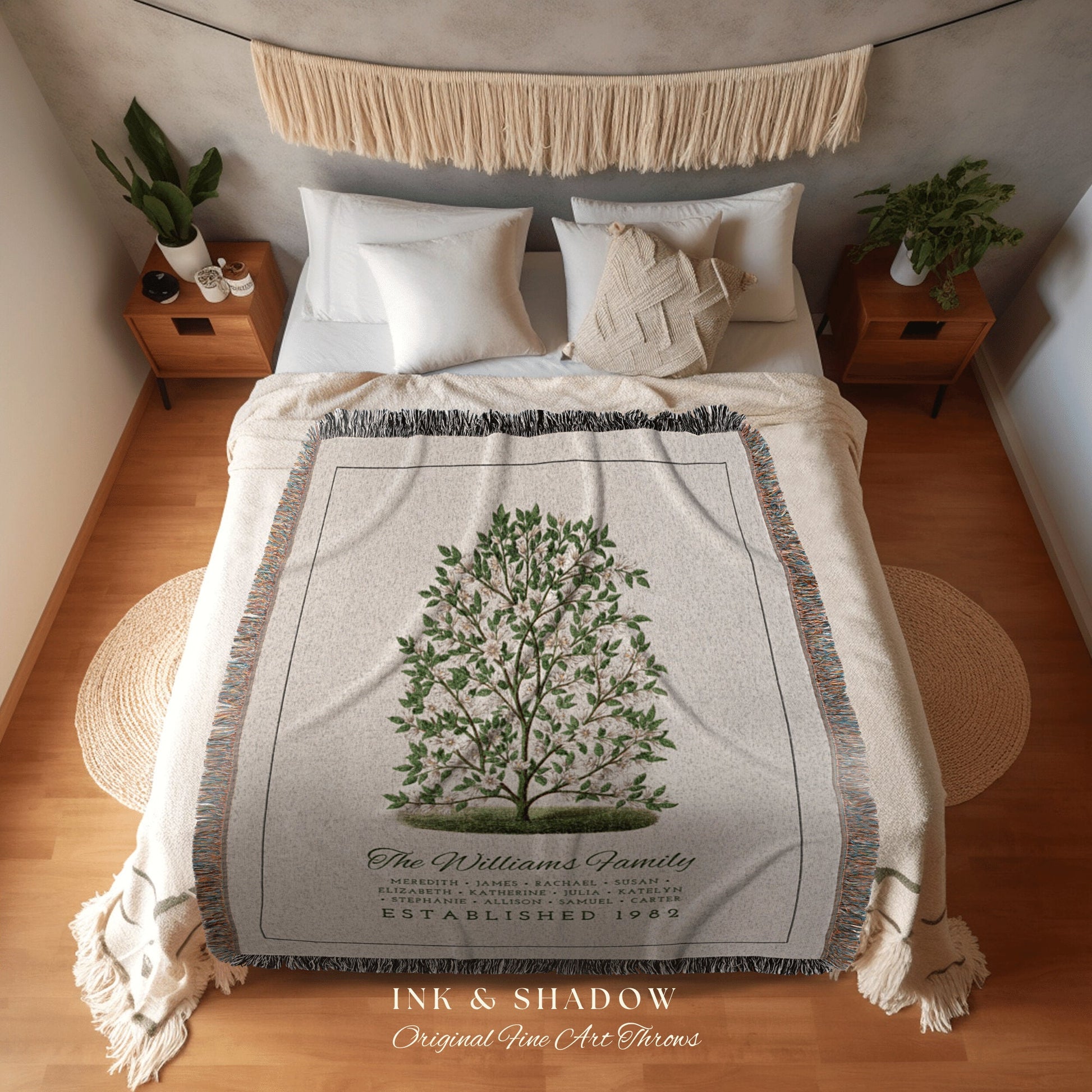 Grandparents Gift Personalized Family Tree Blanket Custom Family Gift Meaningful | Wedding Gift Sentimental Gift for Family Tree Wall Art |