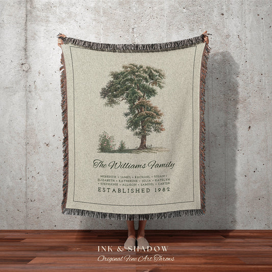 Vintage Family Tapestry Personalized | Family Tree Blanket Custom Family Gift Meaningful | Wedding Gift Sentimental Gift for Family Tree |