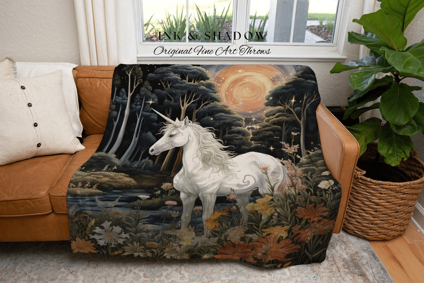 Ethereal Unicorn Tapestry Woven | Whimsical Room Decor Medieval Tapestry Cottagecore | Fairycore Aesthetic Decor Magical Tapestry Unicorn |