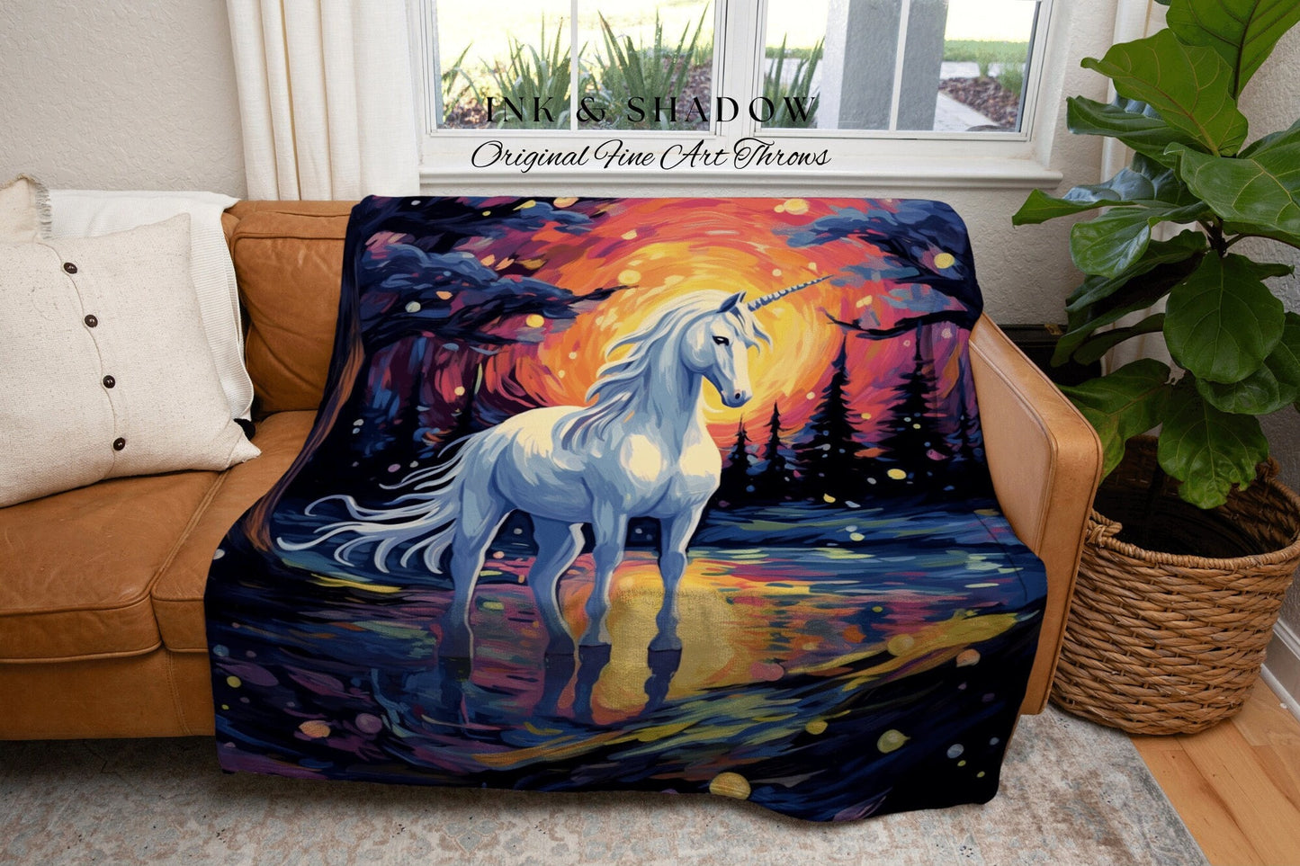 Magical Aesthetic Unicorn Blanket Whimsical Room Decor Rainbow Tapestry Cottagecore Decor | Fairycore Decor Magical Tapestry Unicorn Decor |