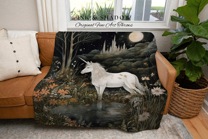 Fairytale Aesthetic Blanket Whimsical Room Decor Ethereal Tapestry Cottagecore Decor | Fairycore Aesthetic Decor Magical Tapestry Unicorn |