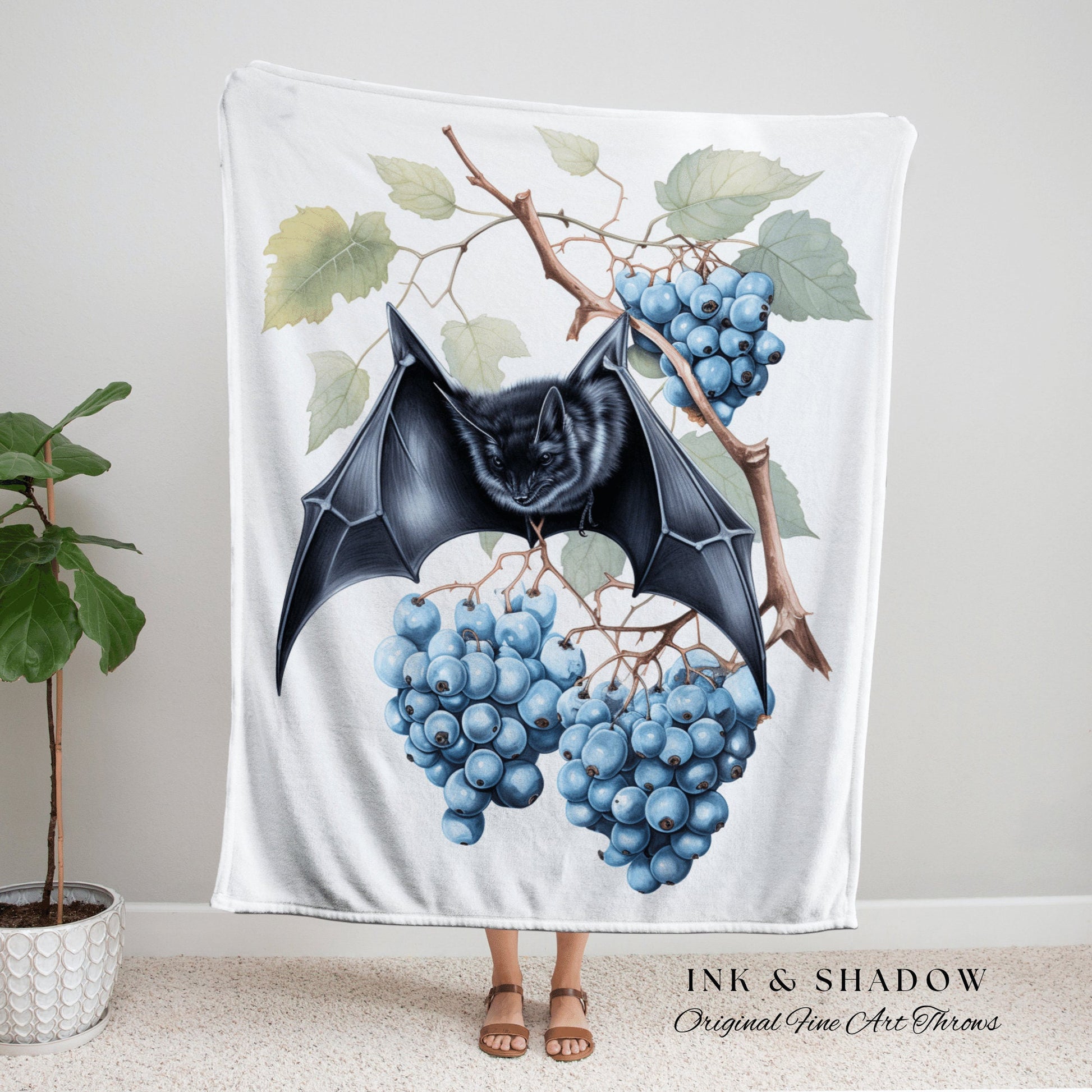 Pastel Blue Blanket Woven Tapestry Pastel Blue Bedding | Blueberry Bat Tapestry Art Gothic Room Decor Bat Tapestry Blanket Woven Wall Decor