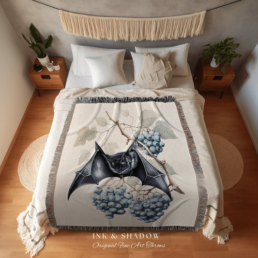 Pastel Blue Blanket Woven Tapestry Pastel Blue Bedding | Blueberry Bat Tapestry Art Gothic Room Decor Bat Tapestry Blanket Woven Wall Decor