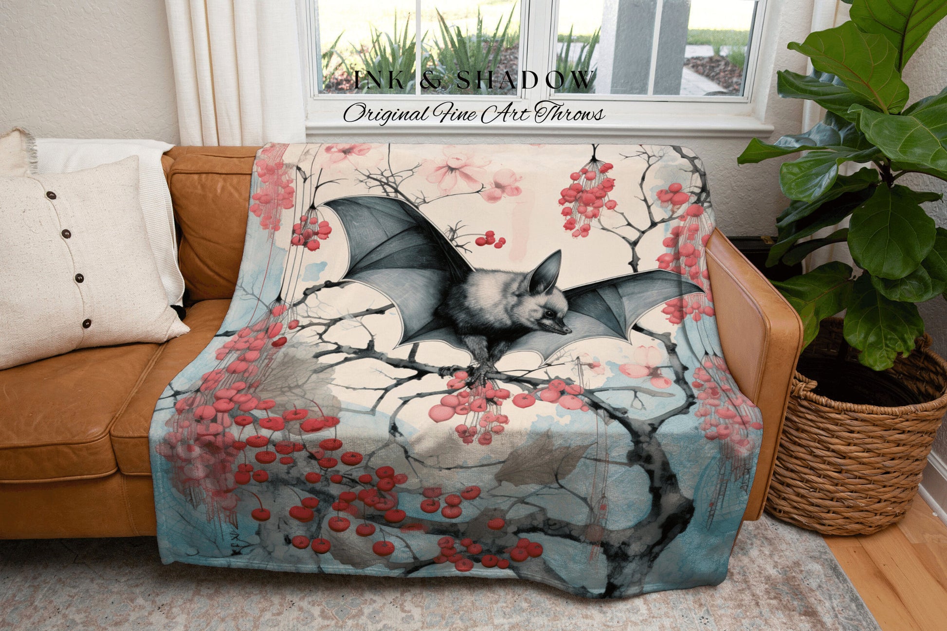 Pastel Goth Bat Tapestry Woven Throw Blanket Pastel Decor Halloween | Bat Tapestry Whimsigoth Art Gothic Decor Tapestry Woven Wall Hanging |