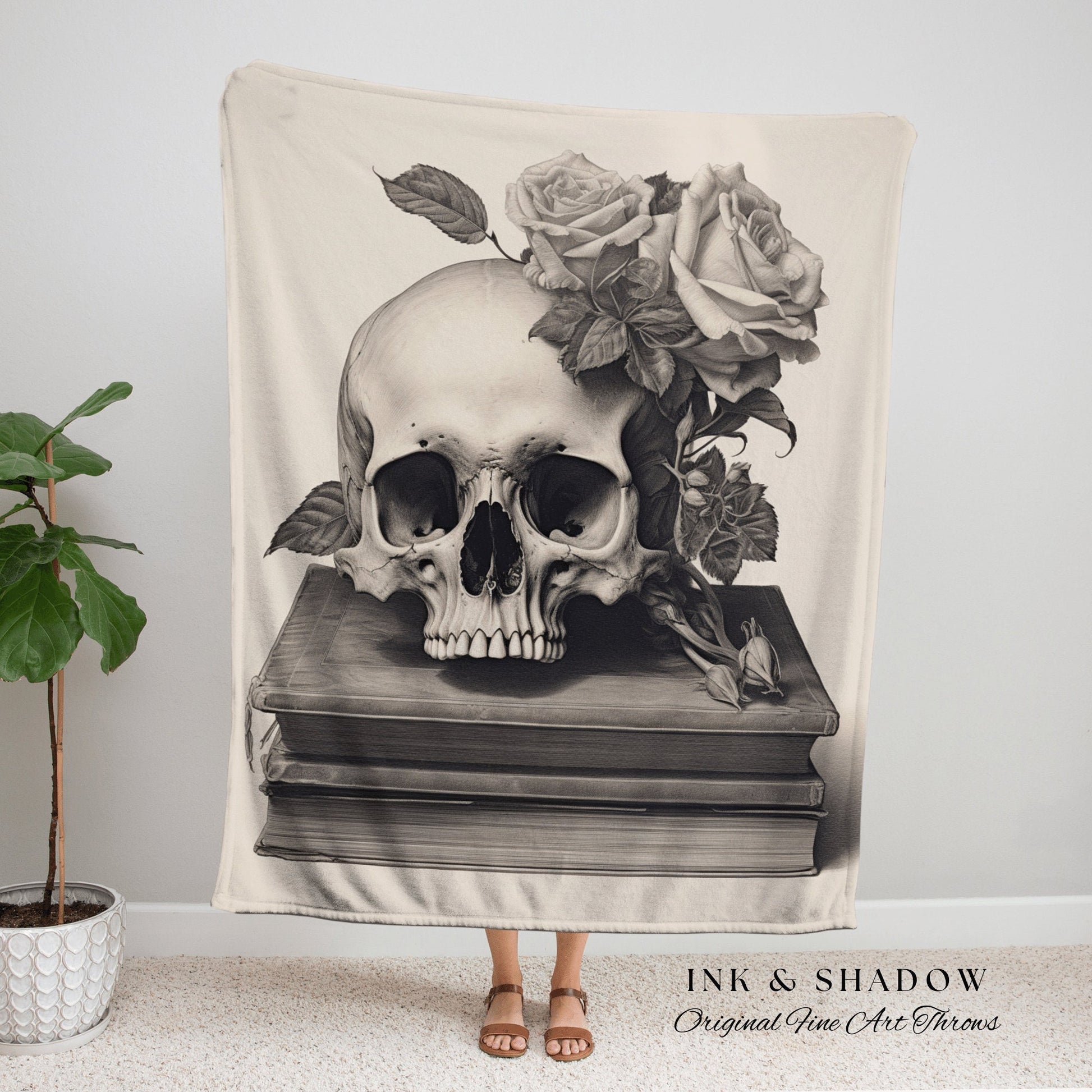 Macabre Tapestry Gothic Room Decor Skull Tapestry Woven Wall Hanging | Renaissance Art Blanket Woven | Whimsigoth Room Decor Floral Blanket