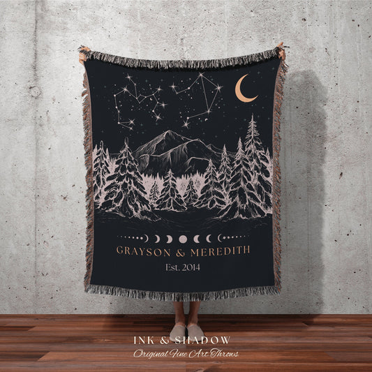 Constellation Tapestry Personalized | Custom Wedding Anniversary Gift Couples Custom Star Sign Blanket Woven Tapestry Thoughtful Wedding |