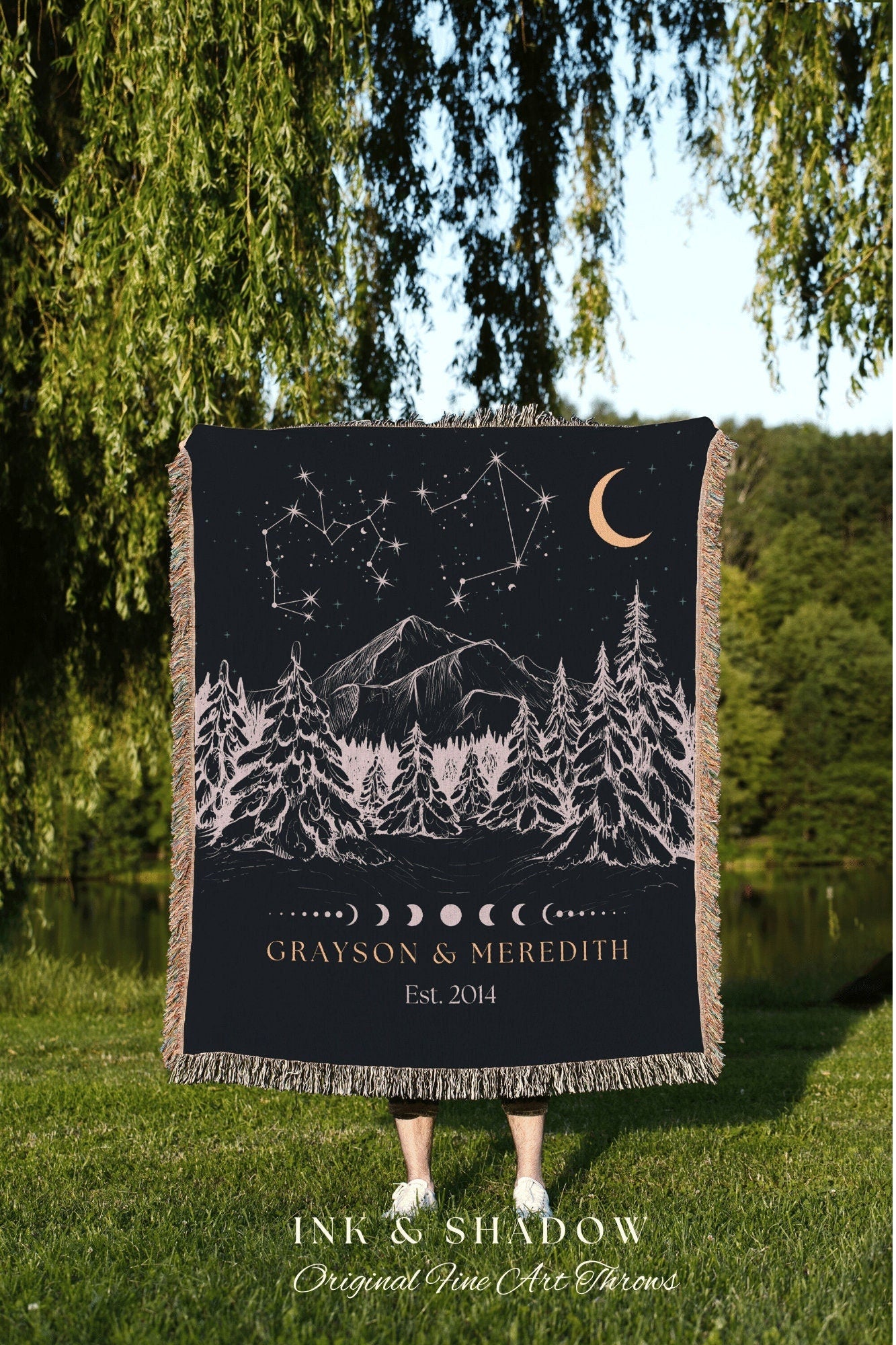 Constellation Tapestry Personalized | Custom Wedding Anniversary Gift Couples Custom Star Sign Blanket Woven Tapestry Thoughtful Wedding |