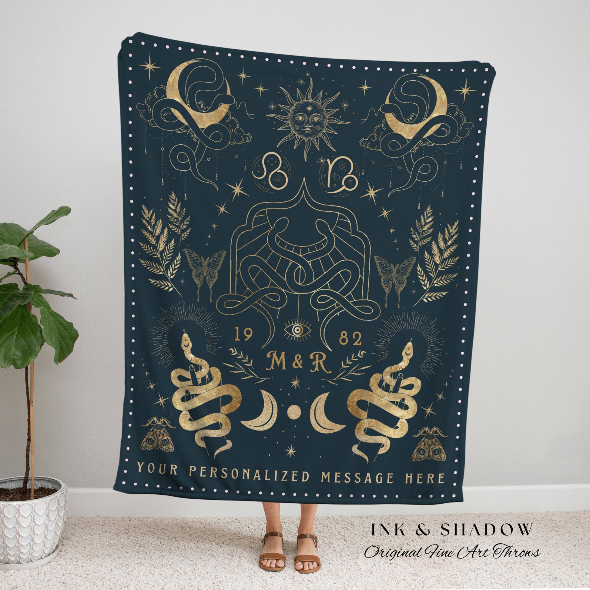 Star Sign Blanket Personalized | Celestial Wedding Anniversary Gift Couples Custom Star Sign Blanket Woven Throw Personalized Wedding Custom