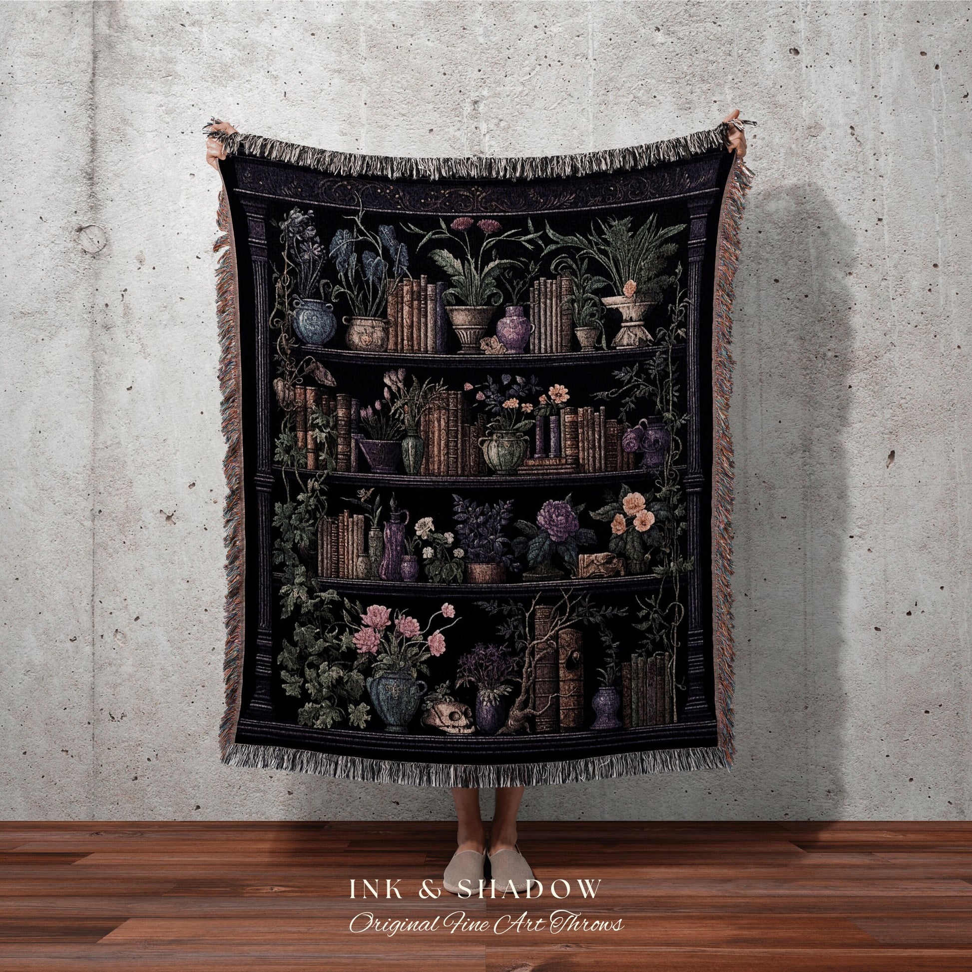 Book Lover Tapestry Blanket | Library Blanket Goth Home Decor Dark Academia Book Lovers Gift Witchy Room Decor Vintage Book Lover Tapestry