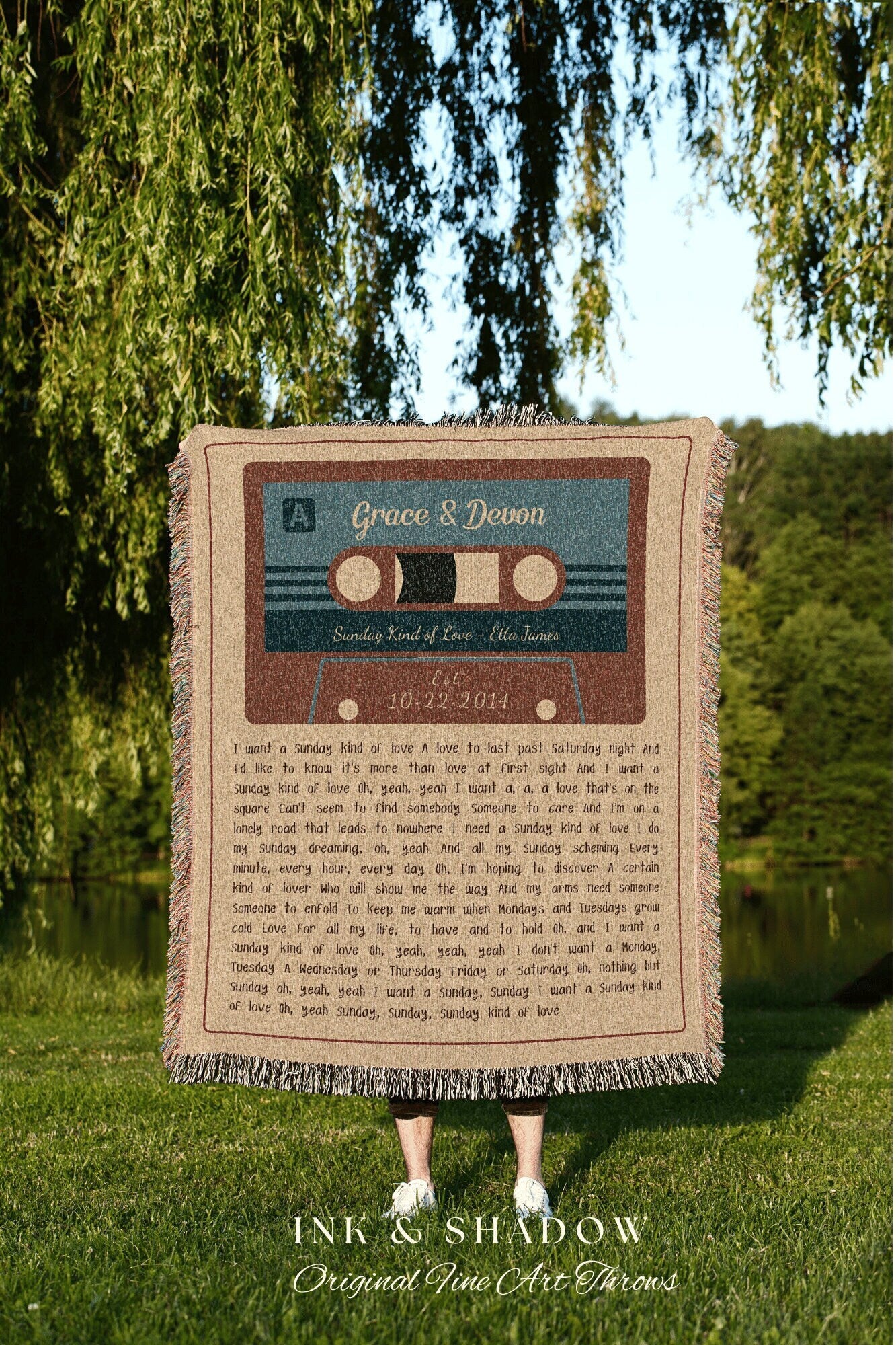 Couples Song Lyric Blanket Personalized Tapestry | Meaningful Anniversary Gift Personalized | Cassette Blanket Custom Wedding Song Blanket |