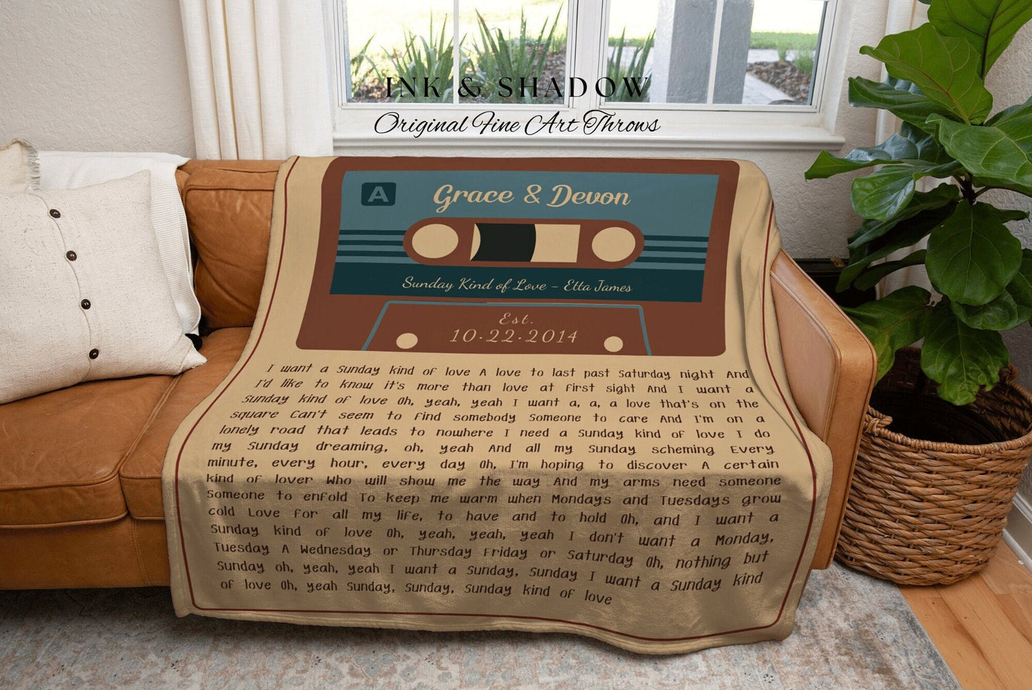 Couples Song Lyric Blanket Personalized Tapestry | Meaningful Anniversary Gift Personalized | Cassette Blanket Custom Wedding Song Blanket |