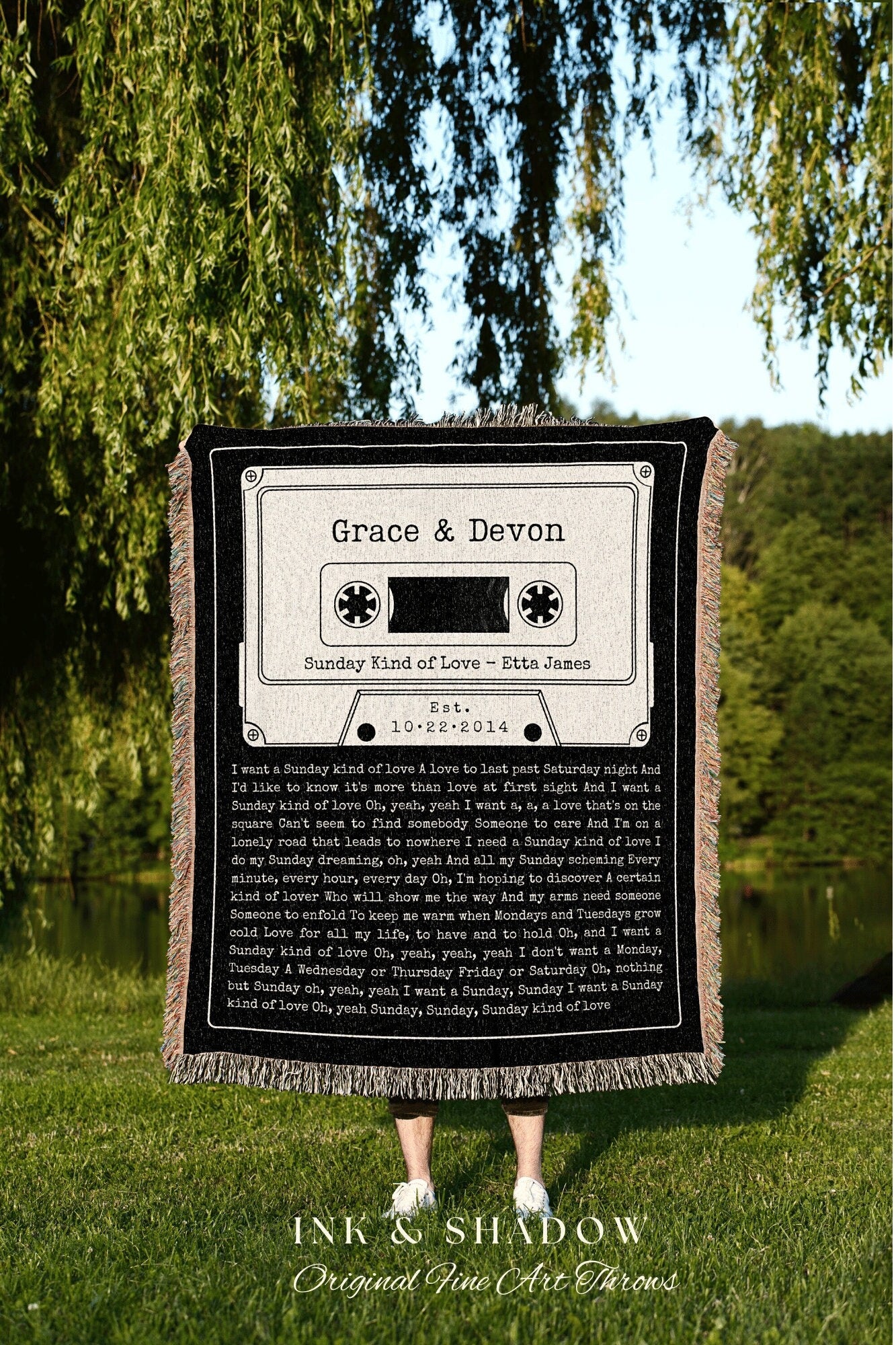 Couples Song Blanket Woven Tapestry | Couples Gift Meaningful Anniversary Gift Personalized | Cassette Blanket Custom Wedding Gift for Her |