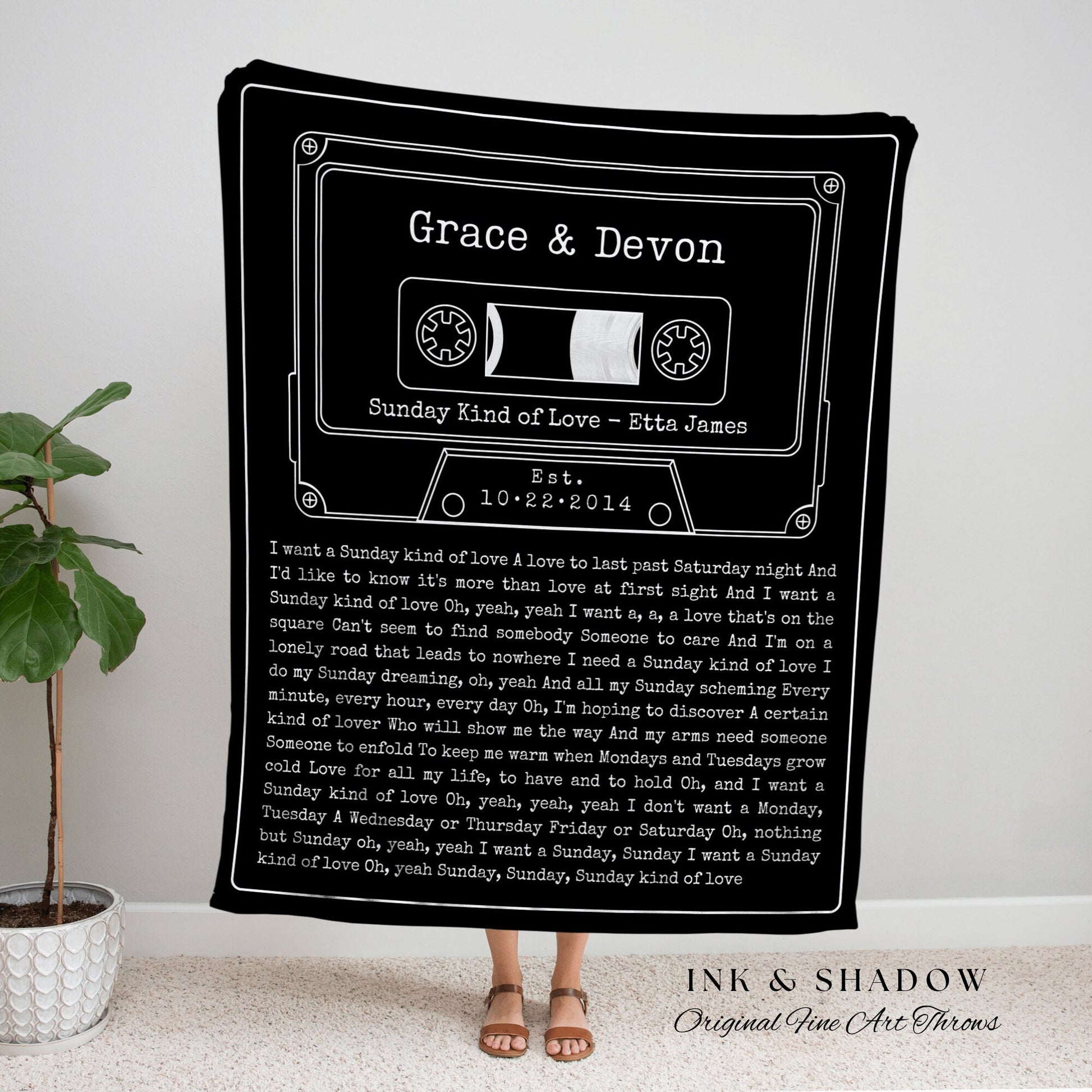 Cassette Blanket Custom Song Couple Gift Meaningful Anniversary Gift Personalized | Song Lyrics Wall Art Blanket Custom Wedding Gift for Her