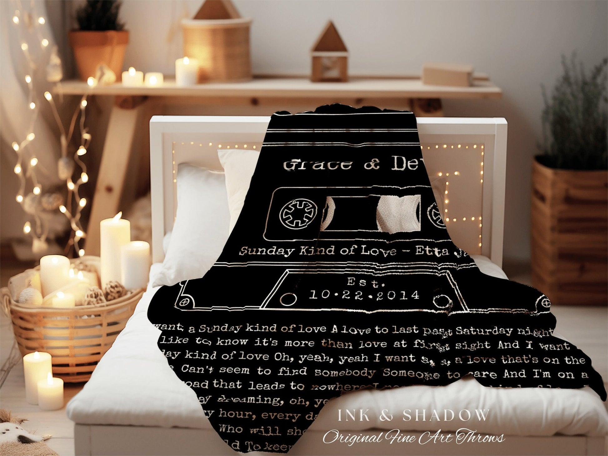 Cassette Blanket Custom Song Couple Gift Meaningful Anniversary Gift Personalized | Song Lyrics Wall Art Blanket Custom Wedding Gift for Her