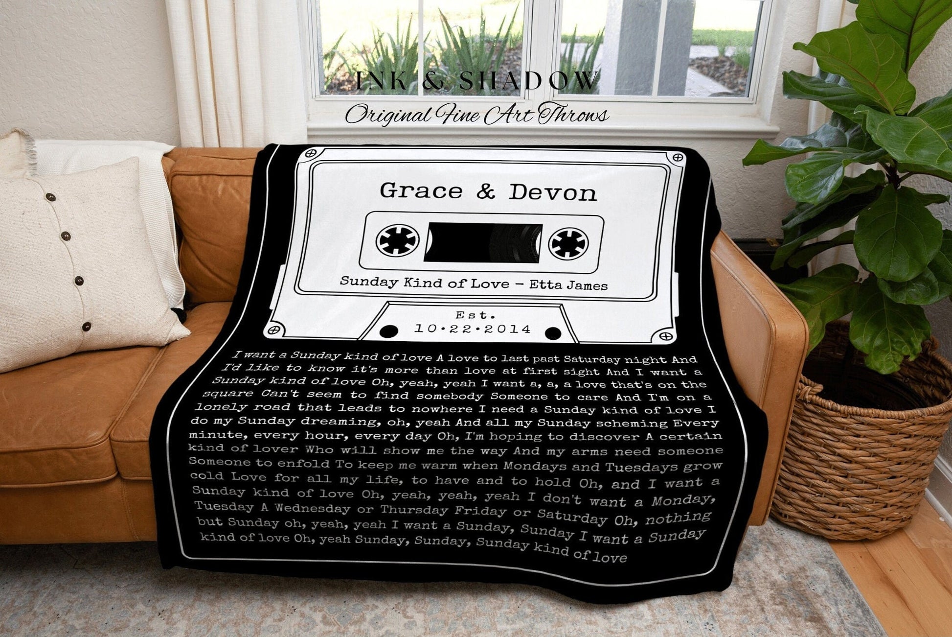 Couples Song Blanket Woven Tapestry | Couples Gift Meaningful Anniversary Gift Personalized | Cassette Blanket Custom Wedding Gift for Her |