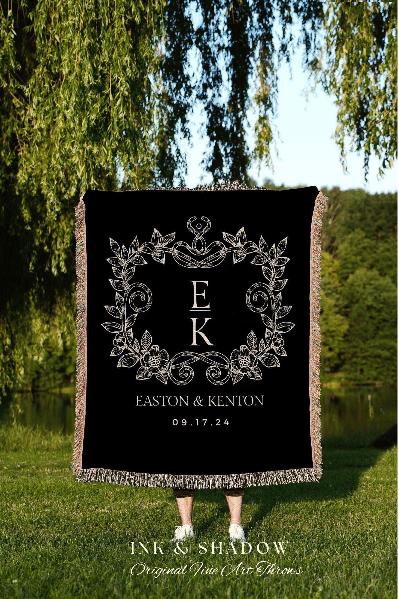 His and Her Monogram Blanket | Personalized Last Name Gift Blanket Wedding Monogram Custom Anniversary Mr and Mrs Initials Tapestry Wedding