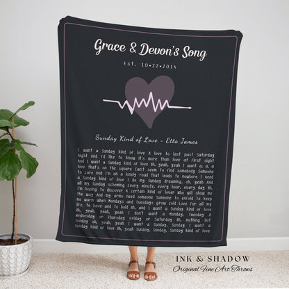 Couples Lyric Blanket Vintage | Custom Song Gift BFF Blanket Our Song Tapestry Woven Blanket Our Song First Dance Wedding Sentimental Gift |