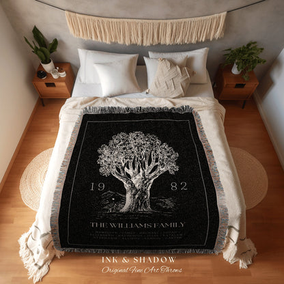 Custom Family Tree Blanket | Woven Tapestry Family Tree Wall Art Blanket Custom Family Gift Meaningful Custom Sentimental Gift for Newlywed