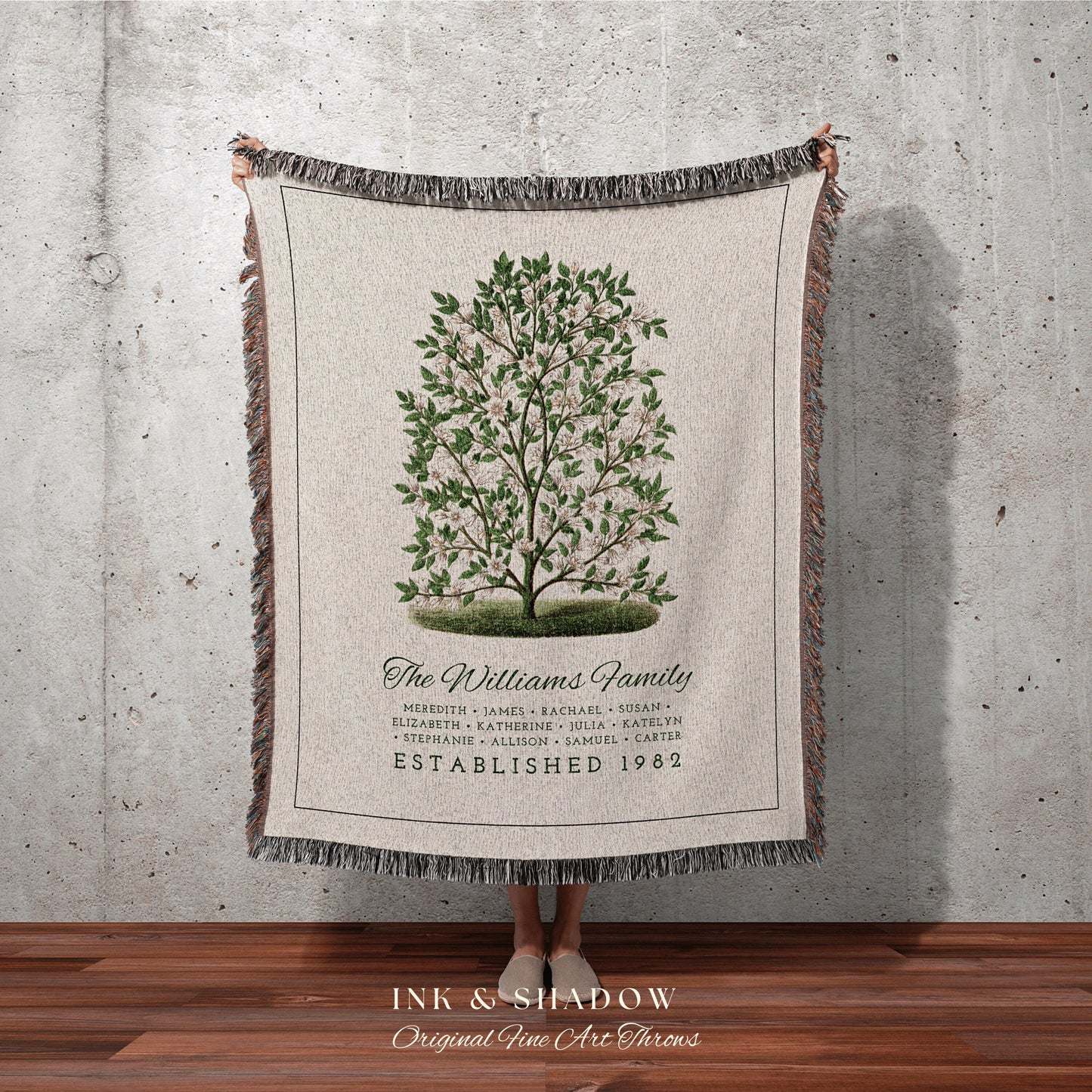 Grandparents Gift Personalized Family Tree Blanket Custom Family Gift Meaningful | Wedding Gift Sentimental Gift for Family Tree Wall Art |