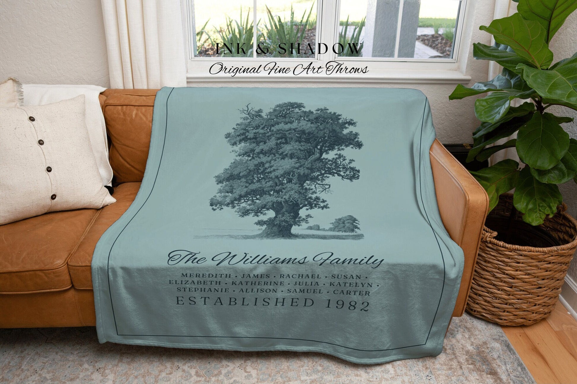 Custom Family Tree Blanket Woven Tapestry | Family Tree Wall Art Blanket Custom Family Gift | Sentimental Gift for Grandmother Personalized