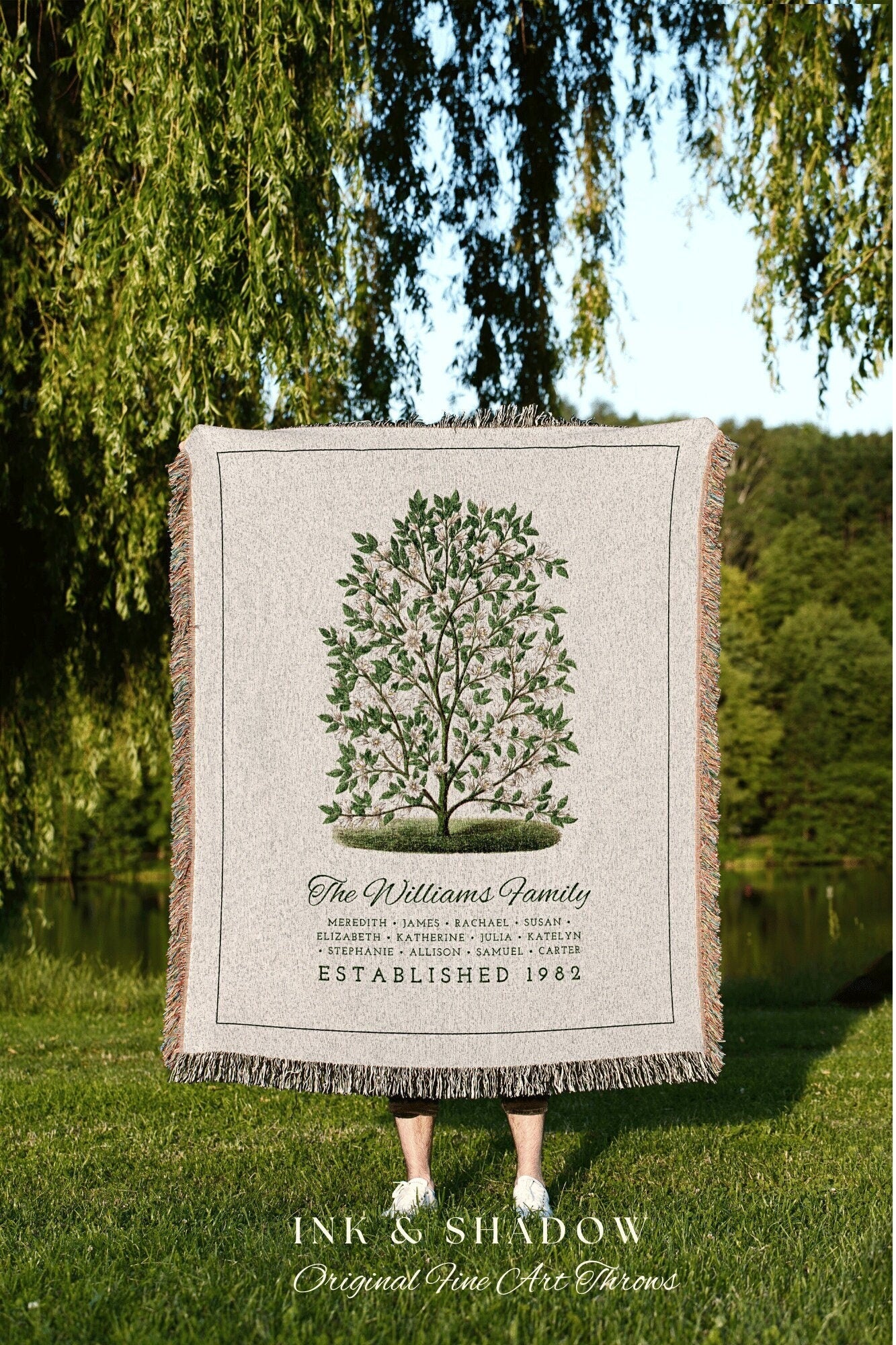 Grandparents Gift Personalized Family Tree Blanket Custom Family Gift Meaningful | Wedding Gift Sentimental Gift for Family Tree Wall Art |