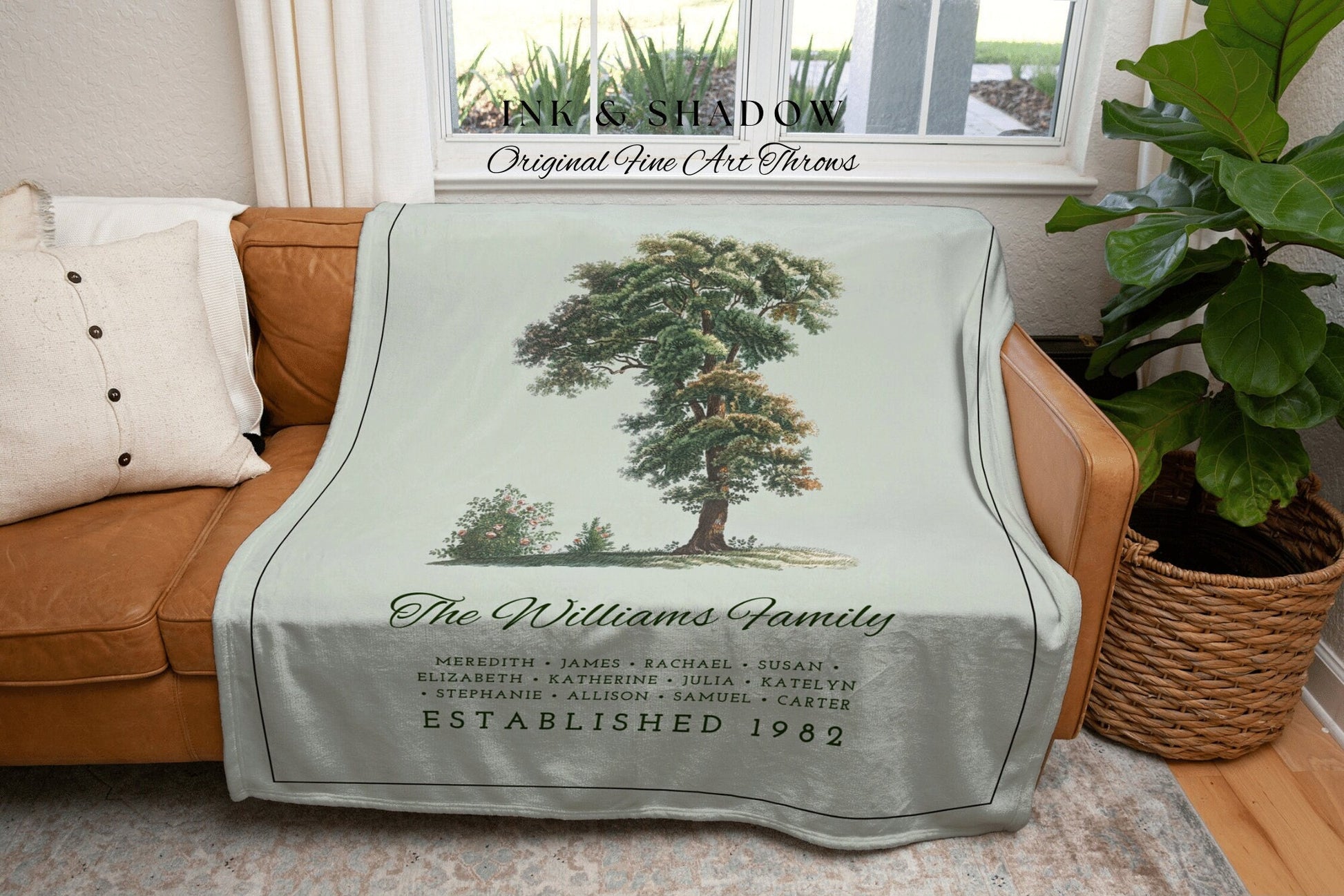 Vintage Family Tapestry Personalized | Family Tree Blanket Custom Family Gift Meaningful | Wedding Gift Sentimental Gift for Family Tree |