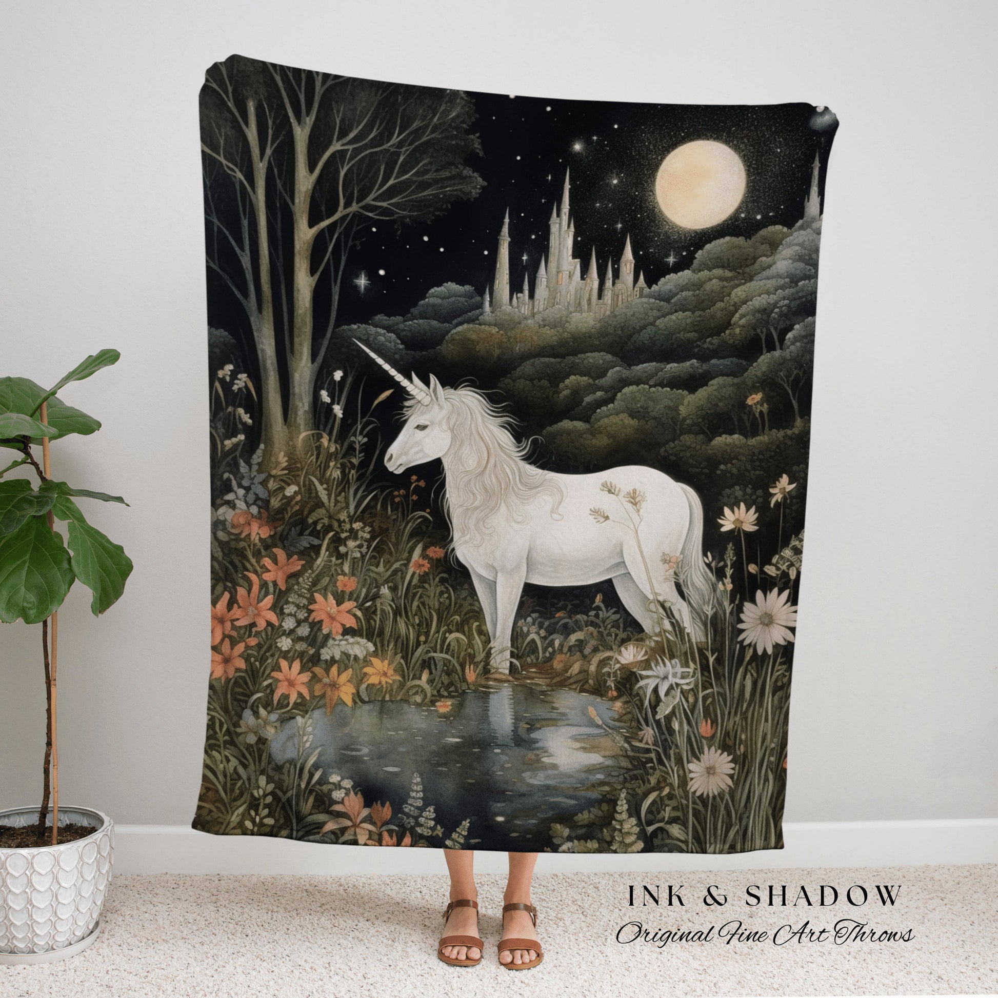 Fairytale Aesthetic Blanket Whimsical Room Decor Ethereal Tapestry Cottagecore Decor | Fairycore Aesthetic Decor Magical Tapestry Unicorn |