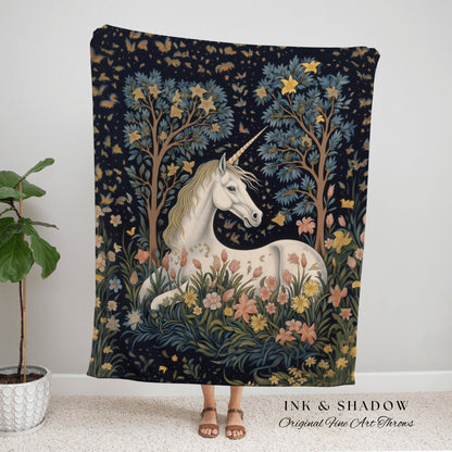 Eclectic Unicorn Blanket Woven Tapestry | Eclectic Room Decor Tapestry Cottagecore | Fairycore Aesthetic Room Decor Magical Tapestry Unicorn