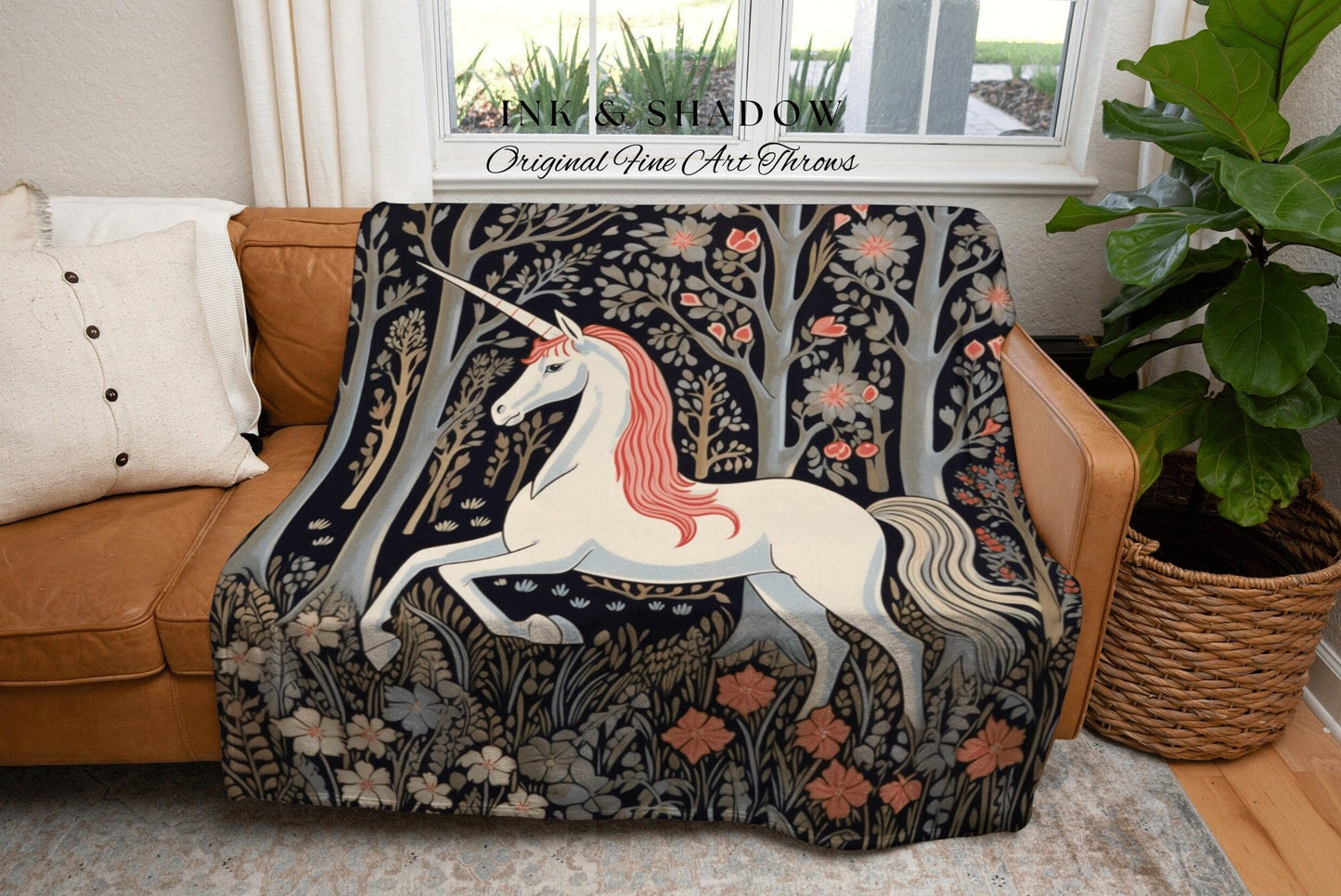 Pastel Unicorn Tapestry Woven Blanket | Mystical Room Decor Tapestry Cottagecore | Fairycore Aesthetic Room Decor Magical Tapestry Unicorn |