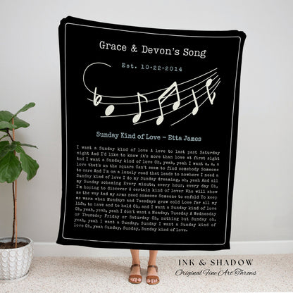 Our Song Tapestry Blanket Personalized | Custom Song Gift Friend Blanket Our Song Tapestry Woven Blanket Our Song First Dance Wedding Gift |