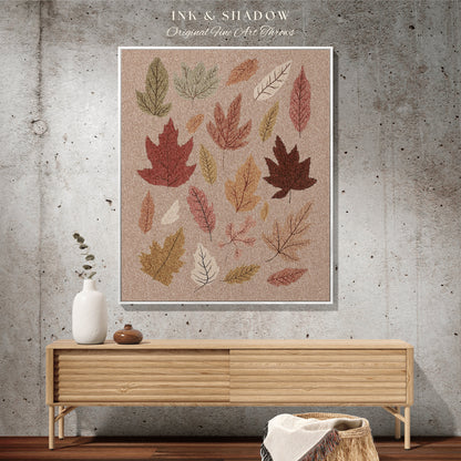 Minimalist Fall Leaves Tapestry | Autumn Aesthetic Tapestry Woven Wall Art Housewarming Gift Fall Aesthetic Blanket Modern Fall Home Decor |