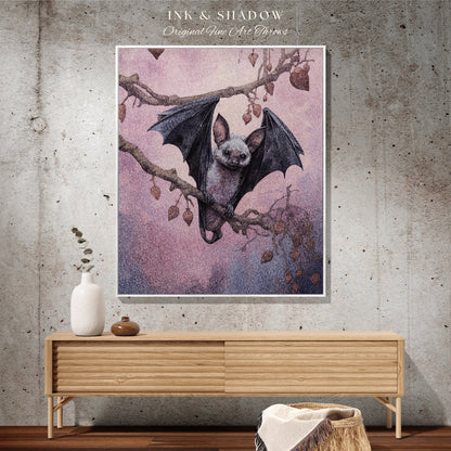 Cute Bat Tapestry Woven Blanket Whimsigoth Decor | Pastel Goth Tapestry Pink Bedroom Decor Fruit Bat Pink Pastel Wall Art Gothic Dorm Room