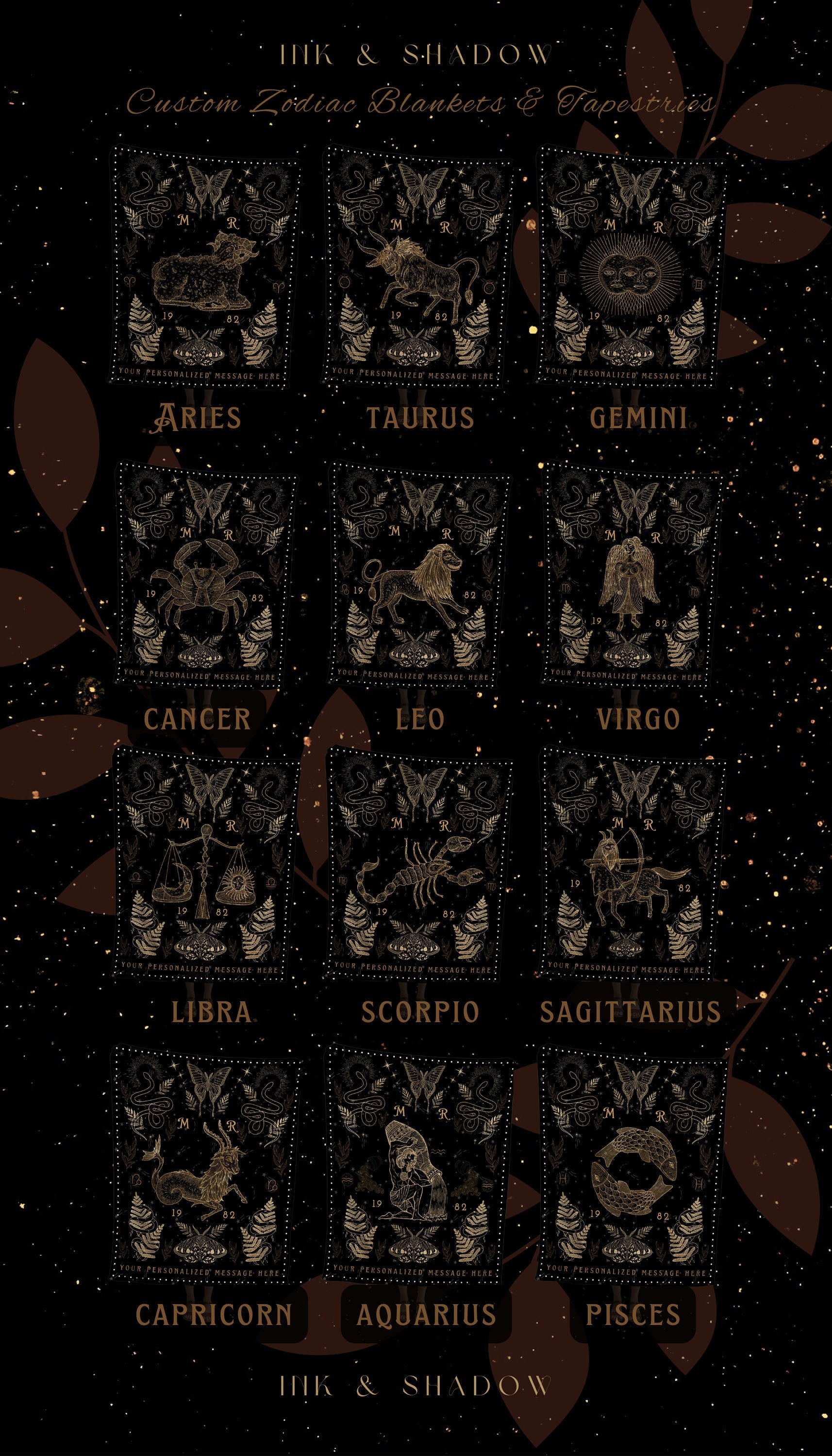 Ethereal Taurus Blanket | Astrology Tapestry Custom Star Sign Goth Woven Blanket Fairy Core Taurus Room Decor Zodiac Sign Celestial Tapestry