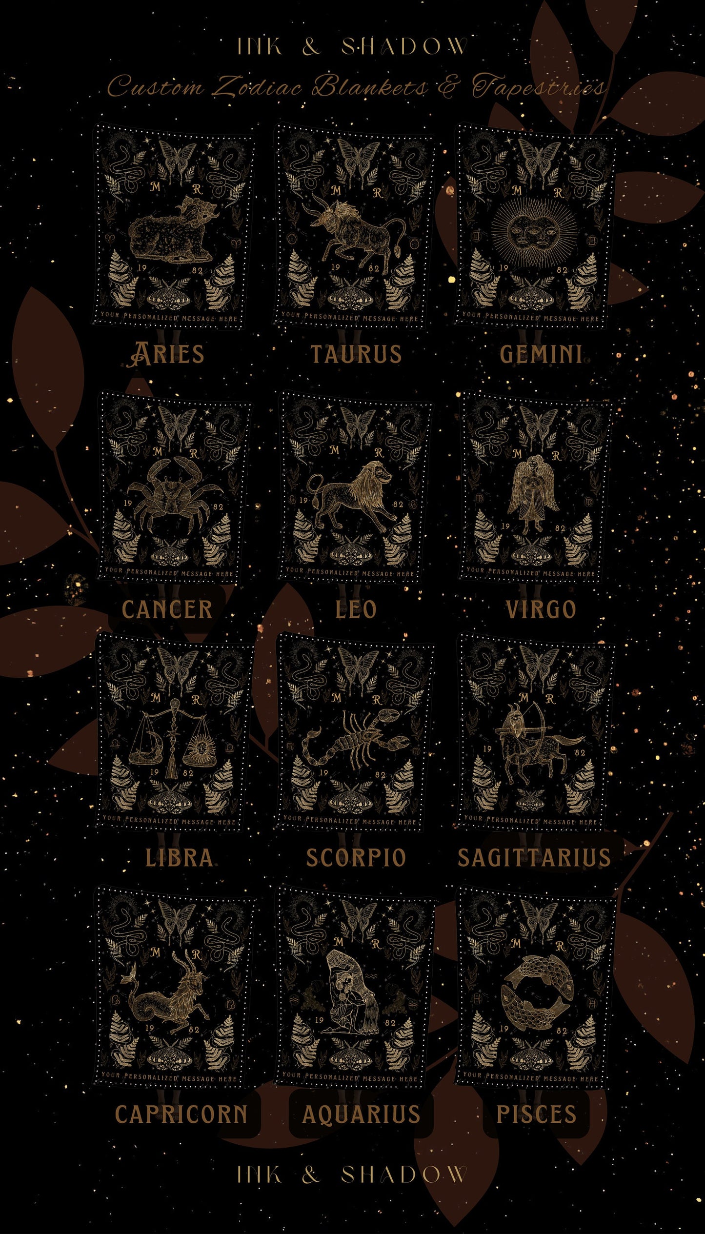 Aries Blanket Mystical Art | Astrology Tapestry Custom Star Sign Goth Woven Blanket Fairy Core Room Decor Zodiac Sign Wall Art Celestial Art