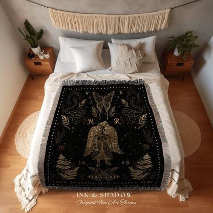 Virgo Blanket Woven Tapestry | Virgo Tapestry Custom Star Sign Goth Woven Blanket Witchy Room Decor Virgo Astrology Personalized Zodiac Sign