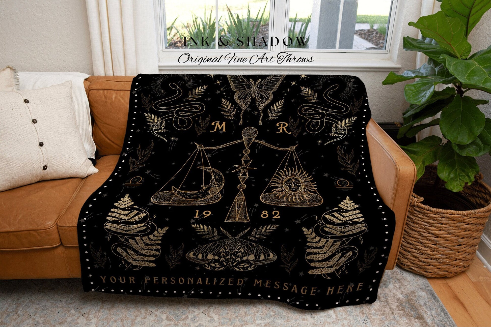 Libra Star Sign Blanket | Libra Tapestry Custom Star Sign Goth Woven Blanket Witchy Room Decor Libra Astrology Personalized Zodiac Sign Goth