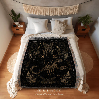 Scorpio Astrology Blanket | Scorpio Tapestry Custom Star Sign Goth Woven Blanket Witch Room Decor Scorpio Astrology Personalized Zodiac Sign