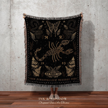 Scorpio Astrology Blanket | Scorpio Tapestry Custom Star Sign Goth Woven Blanket Witch Room Decor Scorpio Astrology Personalized Zodiac Sign