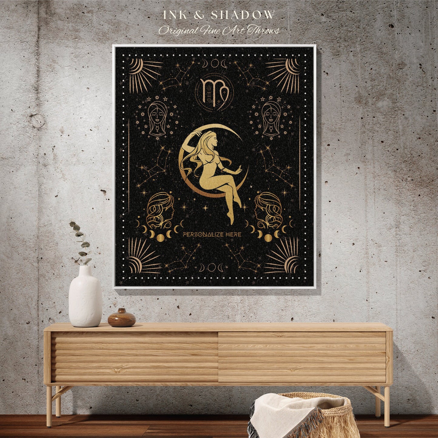 Personalized Virgo Blanket | Virgo Tapestry Custom Star Sign Goth Woven Blanket Witchy Room Decor Virgo Astrology Personalized Zodiac Sign |