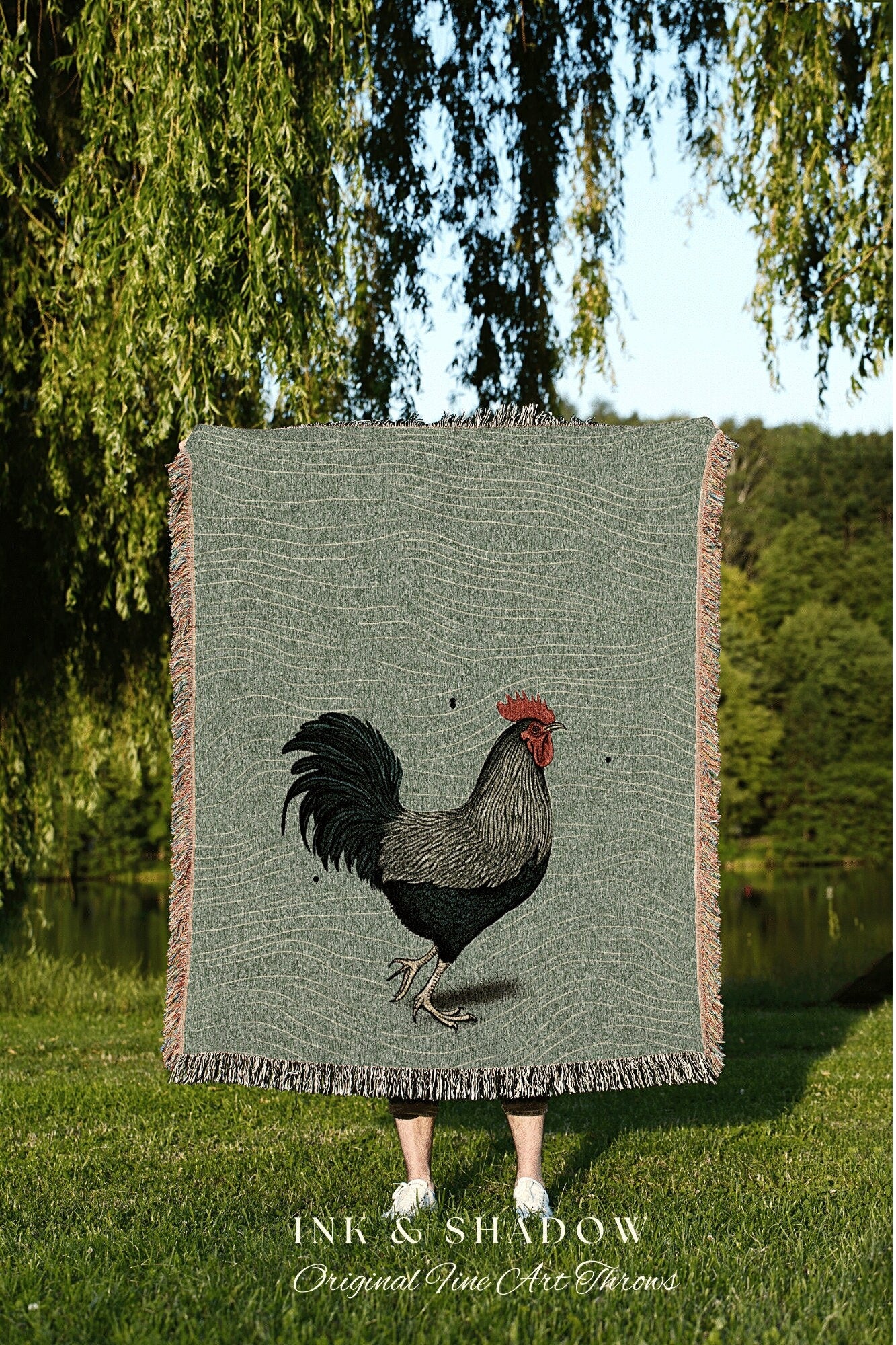 Boho Chicken Tapestry Farmhouse Home Decor | Funny Chicken Mom Gift Tapestry Woven Blanket Cute Cottagecore Wall Art Funny Tapestry Rooster