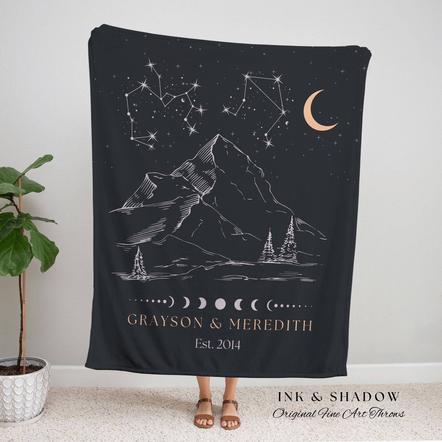 Anniversary Constellation Tapestry | Wedding Anniversary Gift Custom Couples Custom Star Sign Blanket Woven Tapestry Thoughtful Wedding Gift