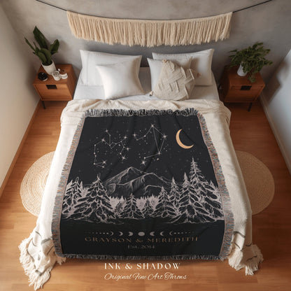 Constellation Tapestry Personalized | Custom Wedding Anniversary Gift Couples Custom Star Sign Blanket Woven Tapestry Thoughtful Wedding |